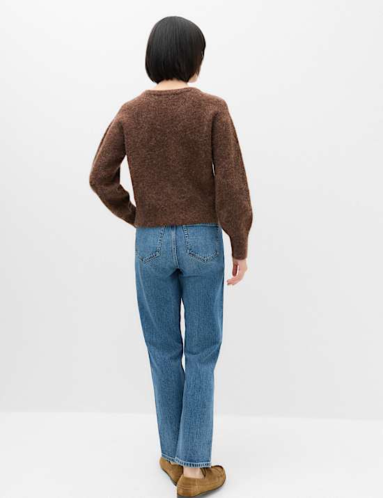 Alpaca Blend Crew Neck Cardigan