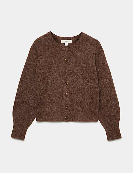 Alpaca Blend Crew Neck Cardigan