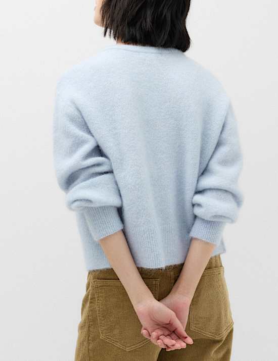 Alpaca Blend Crew Neck Cardigan