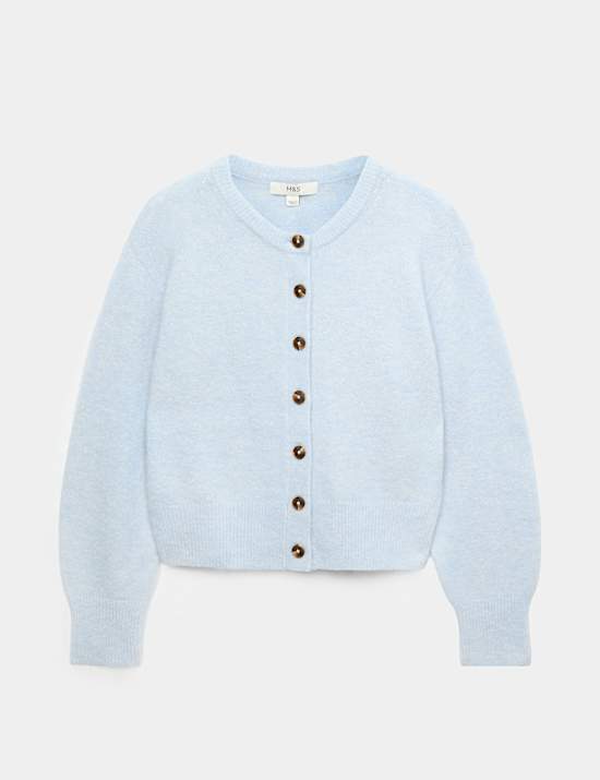 Alpaca Blend Crew Neck Cardigan