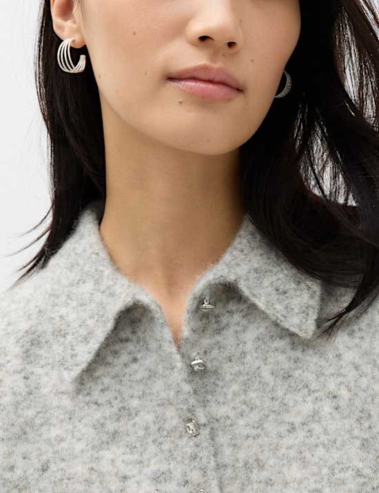 Embellished Button Detail Jumper with Wool