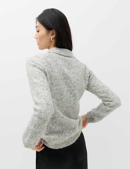 Embellished Button Detail Jumper with Wool