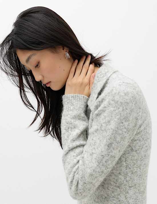 Embellished Button Detail Jumper with Wool