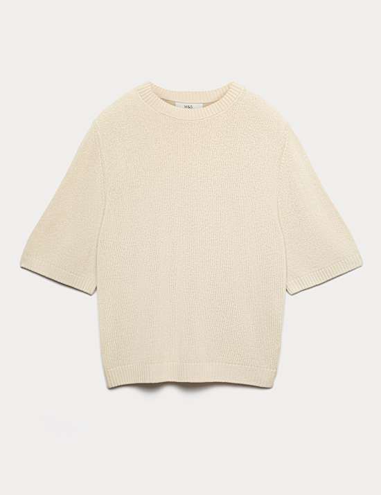 Relaxed-fit gebreide top met linnen
