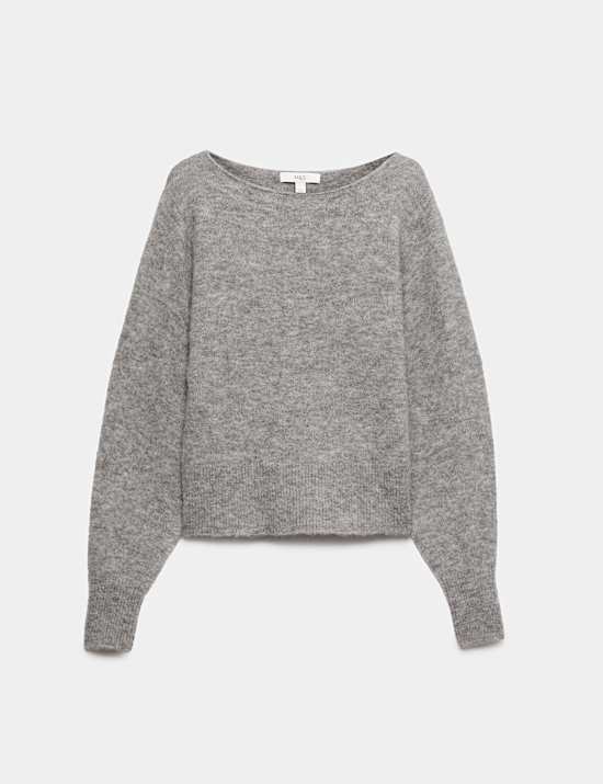 Alpaca Blend Slash Neck Slim Fit Jumper
