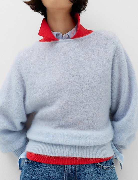 Alpaca Blend Slash Neck Slim Fit Jumper