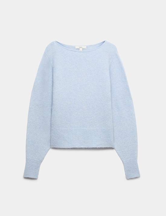 Alpaca Blend Slash Neck Slim Fit Jumper