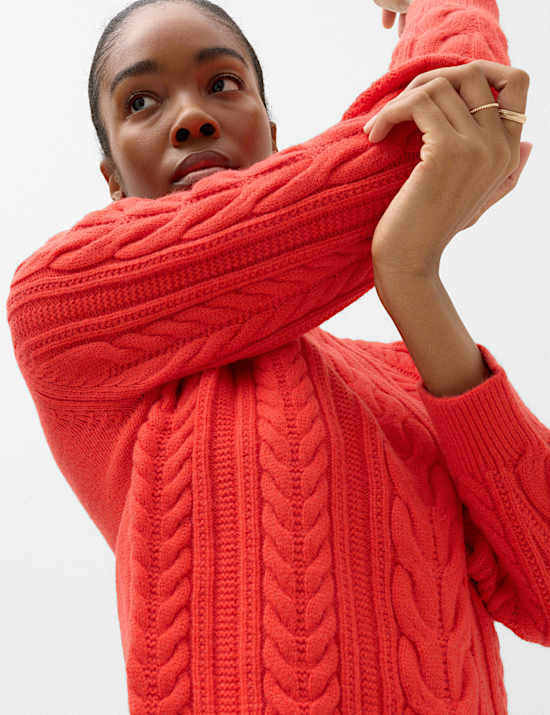 Wool Blend Cable Knit Jumper