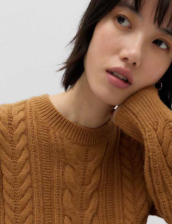 Wool Blend Cable Knit Jumper