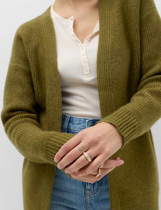 Edge To Edge Longline Cardigan With Wool