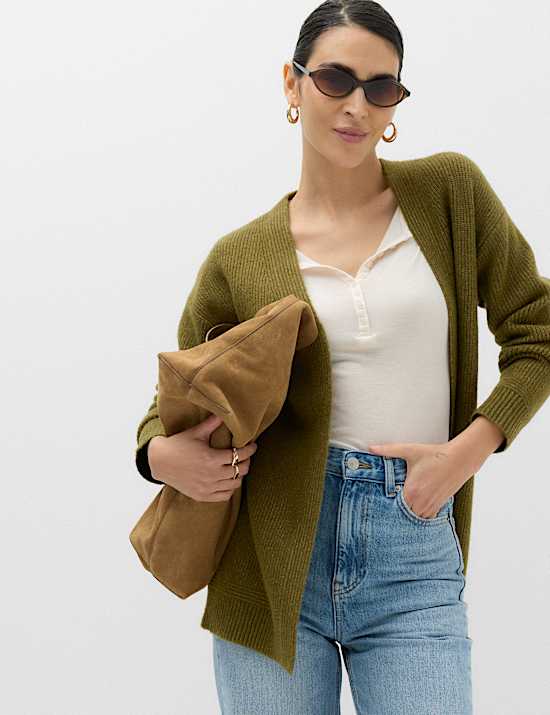 Edge To Edge Longline Cardigan With Wool