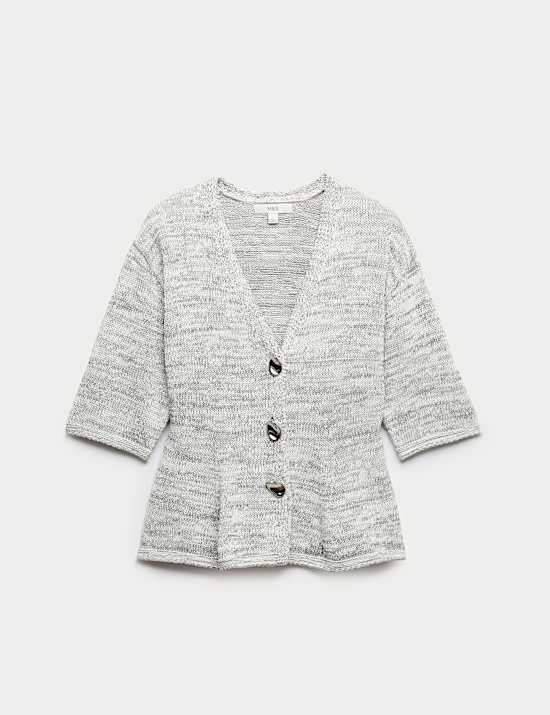 Kardigan s v&yacute;střihem do , &uacute;zk&yacute;m střihem a vysok&yacute;m pod&iacute;lem bavlny