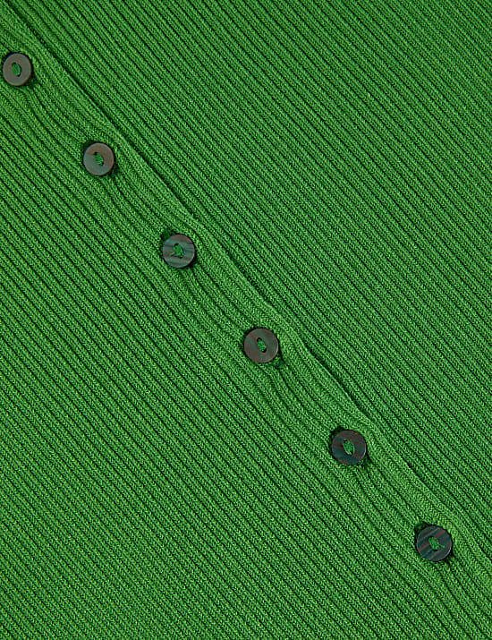 Kardigan prążkowany z okrągłym dekoltem