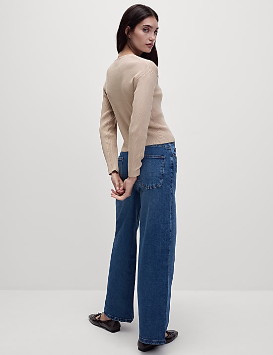 Ribbed Crew Neck Cardigan