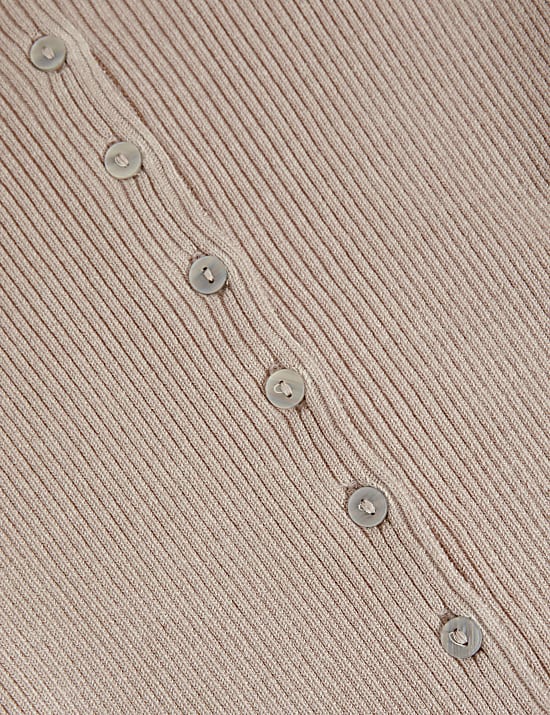 Ribbed Crew Neck Cardigan