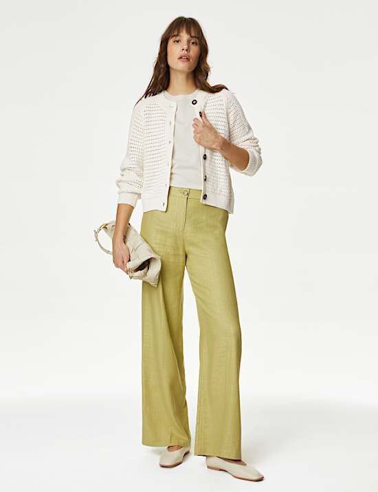 Cotton Rich Textured Crew Neck Cardigan