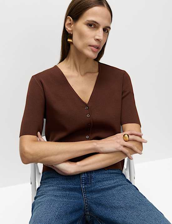 V-Neck Button Through Slim Fit Cardigan