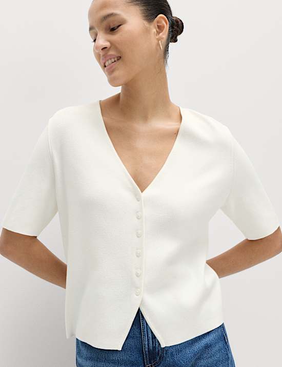 V-Neck Button Through Slim Fit Cardigan
