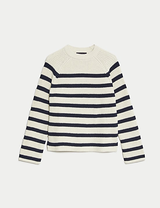 Cotton Rich Striped Textured Jumper