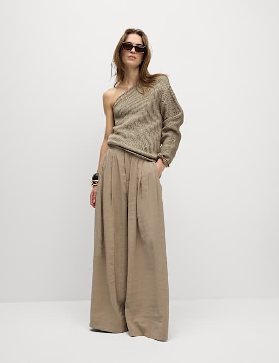 One Shoulder Slim Fit Textured Knitted Top