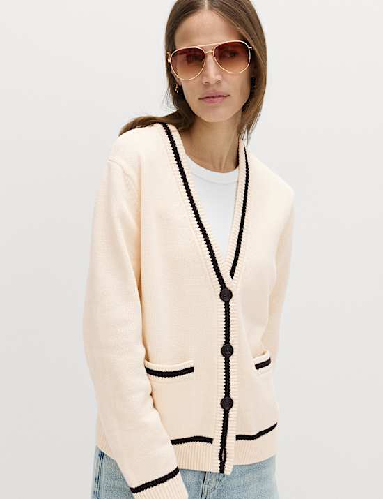 Cotton Rich Pocket Detail Cardigan