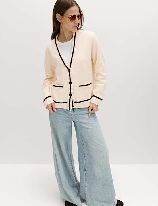 Cotton Rich Pocket Detail Cardigan