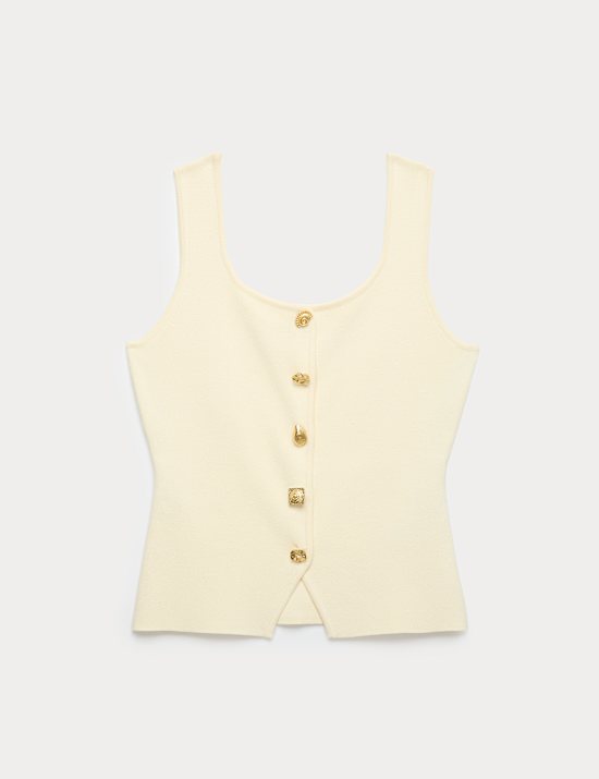 Button Front Slim Fit Knitted Waistcoat