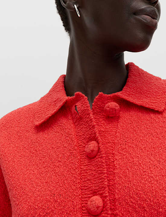 Cotton Rich Textured Cropped Cardigan