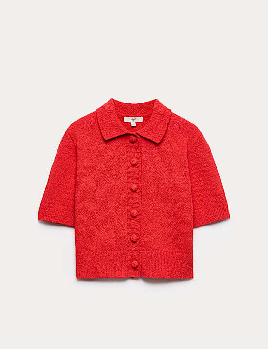 Cotton Rich Textured Cropped Cardigan