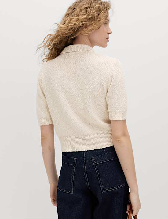 Katoenrijk, gestructureerd, kort vest