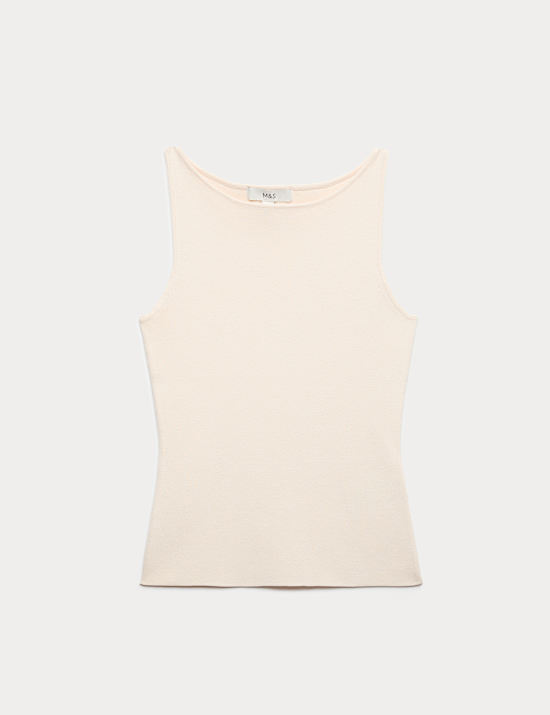 Maillot de corps coupe slim en maille &agrave; col rond