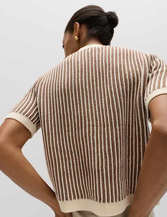 Cotton Rich Textured Cropped Cardigan