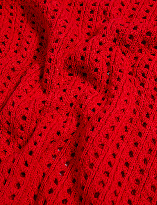 Pull en coton &agrave; bordure contrast&eacute;e et motif textur&eacute;