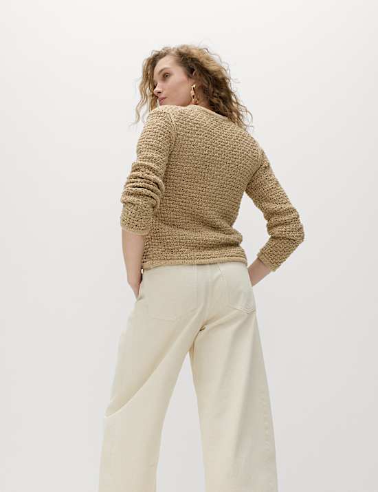 Veste raccourcie en maille de coton textur&eacute;