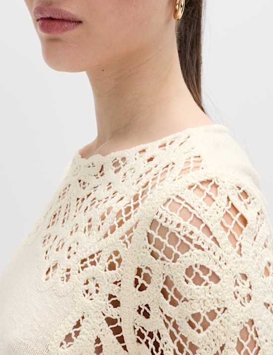 Lace Detail Knitted Top With Cotton