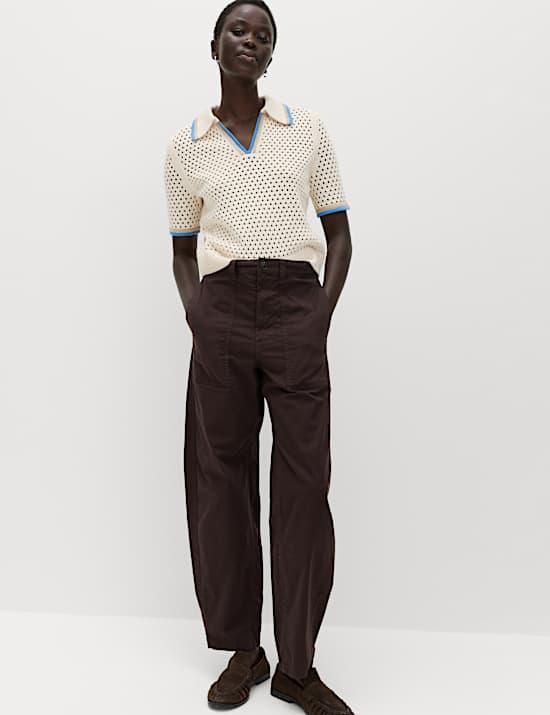 Cotton Rich Textured Cropped Knitted Top