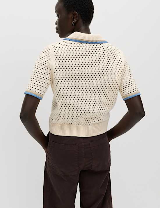 Cotton Rich Textured Cropped Knitted Top