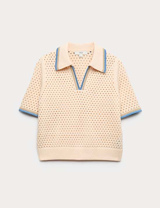 Cotton Rich Textured Cropped Knitted Top