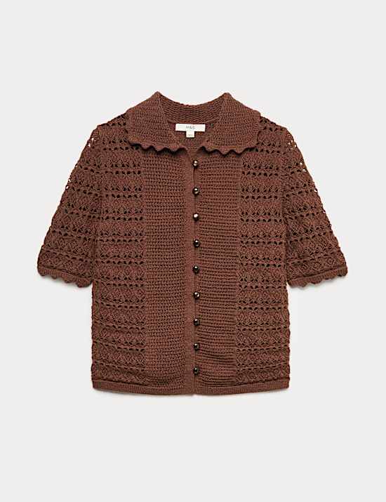 Cotton Blend Open Stitch Cardigan