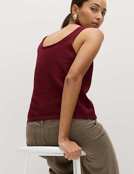 Strukturiertes Stricktr&auml;gertop mit hohem Baumwollanteil, U-Ausschnitt