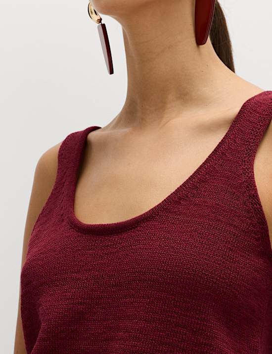 Strukturiertes Stricktr&auml;gertop mit hohem Baumwollanteil, U-Ausschnitt