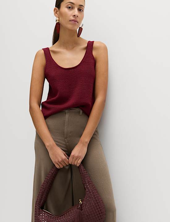 Strukturiertes Stricktr&auml;gertop mit hohem Baumwollanteil, U-Ausschnitt