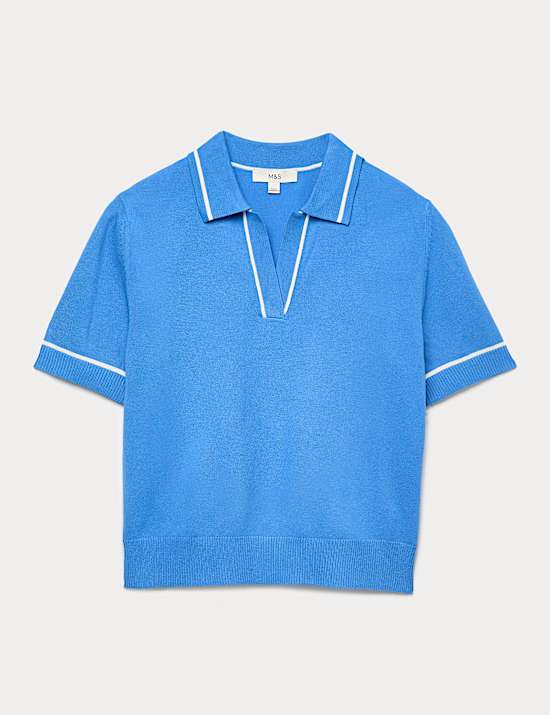 Ribbed Collared Knitted Top