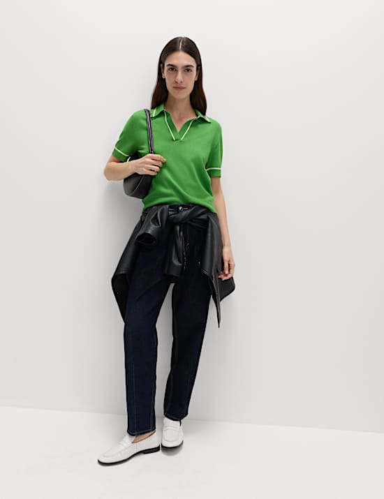 Ribbed Collared Knitted Top