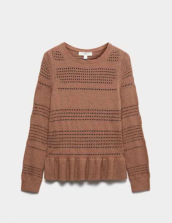 Cotton Blend Pointelle Ruffle Jumper