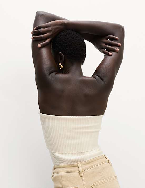 Ribbed Slim Fit Crop Bardot Top