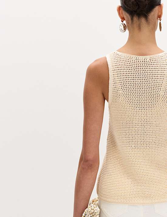 Maillot de corps en maille de coton m&eacute;lang&eacute; style crochet