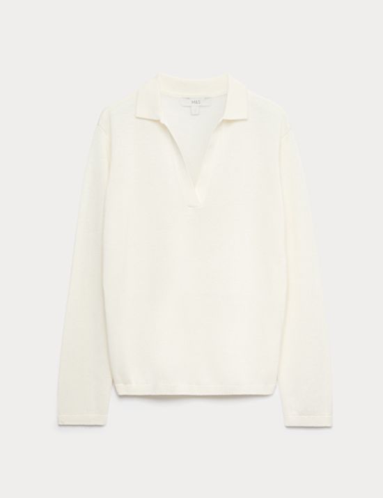 Collared Knitted Top with Linen