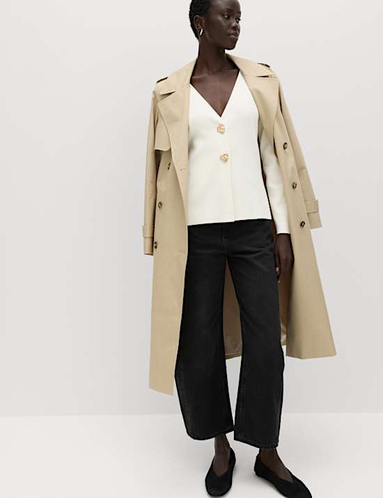 V-Neck Slim Fit Button Front Knitted Jacket