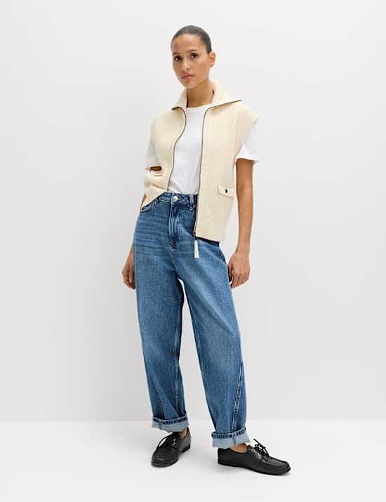 Cotton Rich Ribbed Knitted Waisted